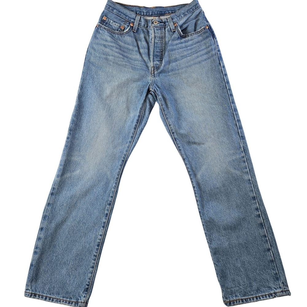 Levis 501 Jeans Mens 26x26 Blue Straight Regular Light Wash Denim 501 Button Fly